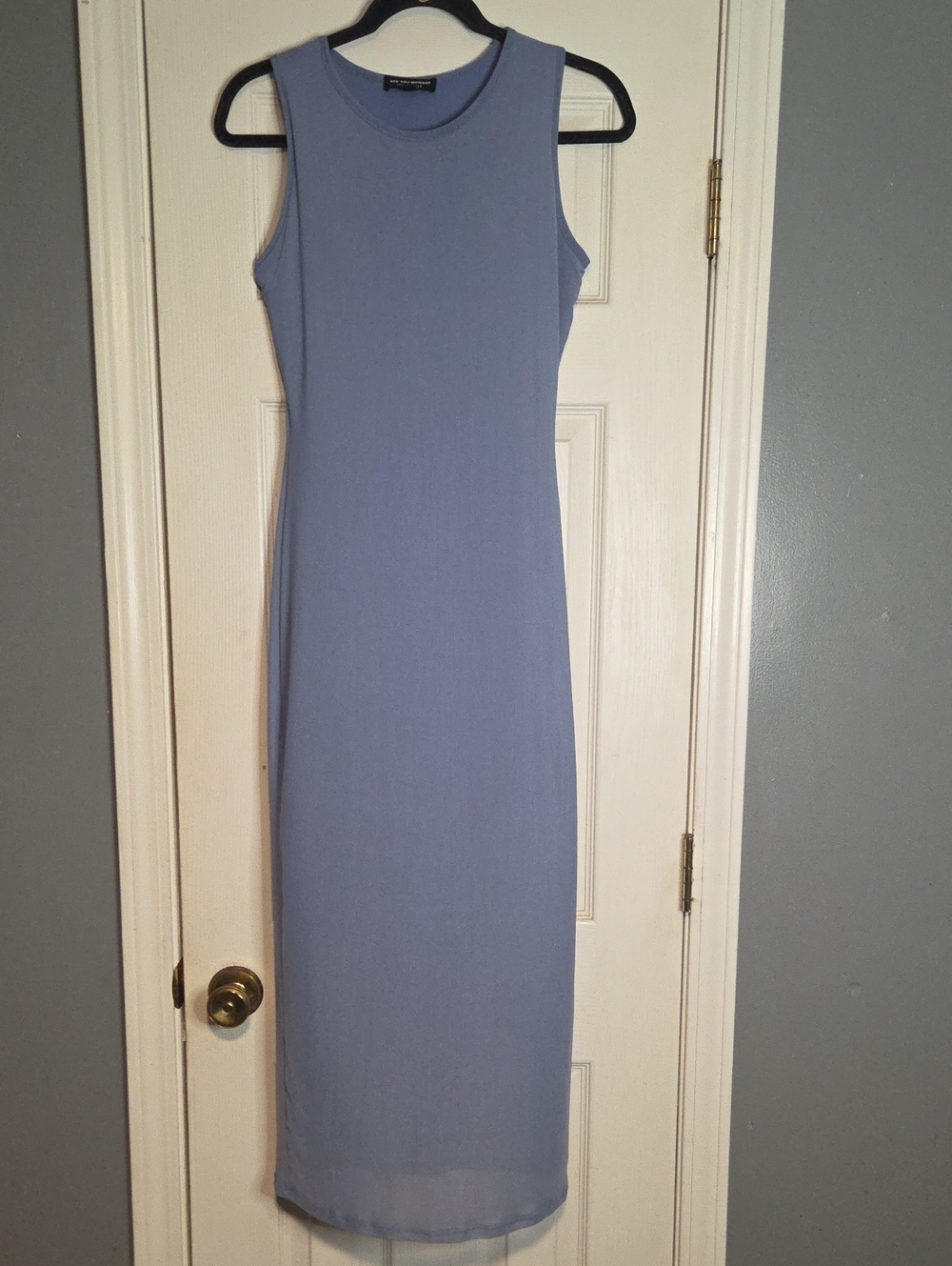 See You Monday Sleeveless Blue Midi Lined Dress